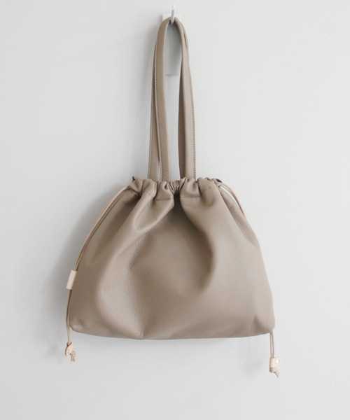 TIDEWAY(タイドウェイ)の「SHEETS 巾着 TOTE(トートバッグ・レディース・ライトグレー/ブラック/ダークグレー/グレイッシュベージュ・FREE)」の4枚目の写真