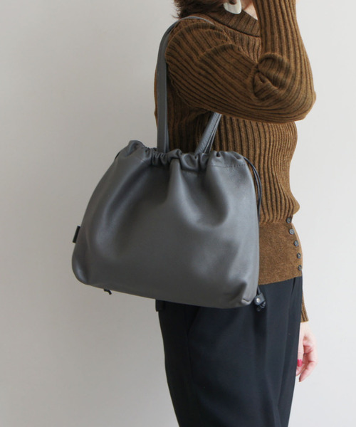 TIDEWAY(タイドウェイ)の「SHEETS 巾着 TOTE(トートバッグ・レディース・ライトグレー/ブラック/ダークグレー/グレイッシュベージュ・FREE)」の18枚目の写真