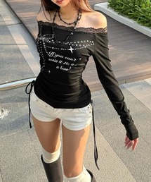 MANAOLA 2点セット⭐︎ブルーグレーオフショルトップスと赤の