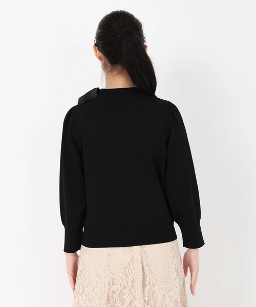 STRAWBERRY-FIELDS（ストロベリーフィールズ）の「エリシアストレッチ_レース*タフタリボンネックニット（ニット/セーター・レディース・グレー/ブラック/ベージュ・2）」の8枚目の写真