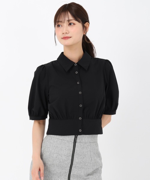 MISCH MASCH(ミッシュマッシュ)の「クロップドシャツブラウス(シャツ/ブラウス・レディース・ワイン/ブラック/ホワイト・フリ-)」の15枚目の写真