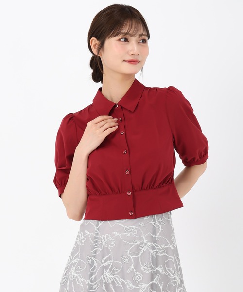 MISCH MASCH(ミッシュマッシュ)の「クロップドシャツブラウス(シャツ/ブラウス・レディース・ワイン/ブラック/ホワイト・フリ-)」の12枚目の写真