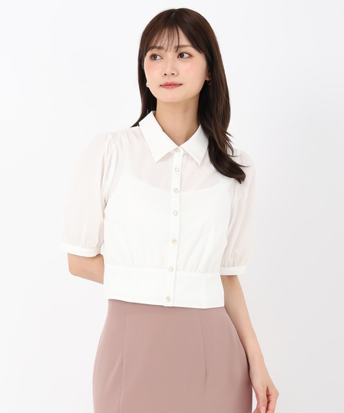 MISCH MASCH(ミッシュマッシュ)の「クロップドシャツブラウス(シャツ/ブラウス・レディース・ワイン/ブラック/ホワイト・フリ-)」の8枚目の写真