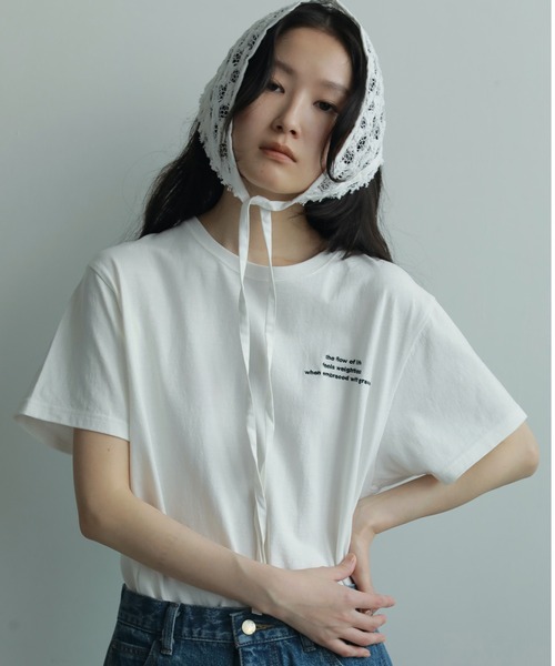 anuke(アンヌーク)の「Embroidery Logo T-shirts(Tシャツ/カットソー・レディース・チャコールグレー/ホワイト・FREE)」の2枚目の写真