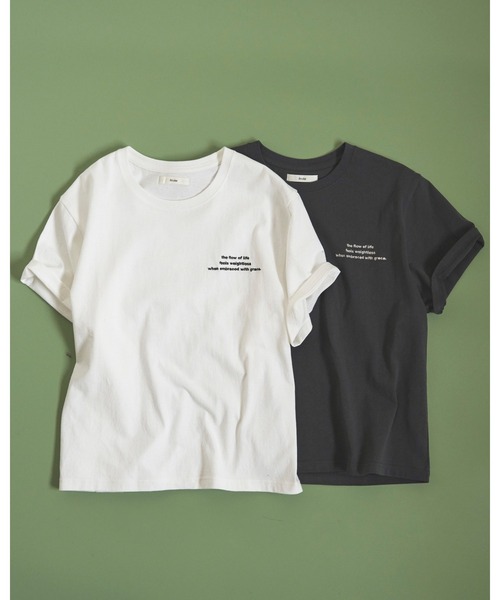 anuke(アンヌーク)の「Embroidery Logo T-shirts(Tシャツ/カットソー・レディース・チャコールグレー/ホワイト・FREE)」の7枚目の写真