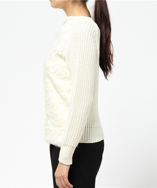 'PalinkA（パリンカ）の「カルガンラムニット（ニット/セーター・レディース・オフホワイト/ブラック・FREE）」の4枚目の写真