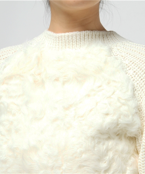 'PalinkA（パリンカ）の「カルガンラムニット（ニット/セーター・レディース・オフホワイト/ブラック・FREE）」の6枚目の写真
