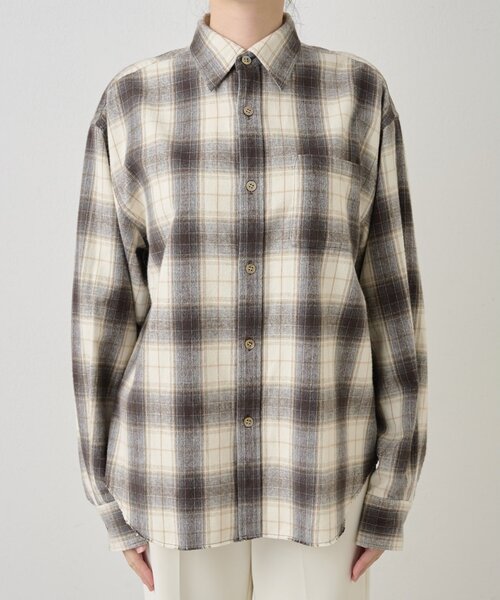 Whim Gazette（ウィムガゼット）の「シャギーチェックシャツ（シャツ/ブラウス・レディース・ベージュ/グレー・FREE）」の19枚目の写真