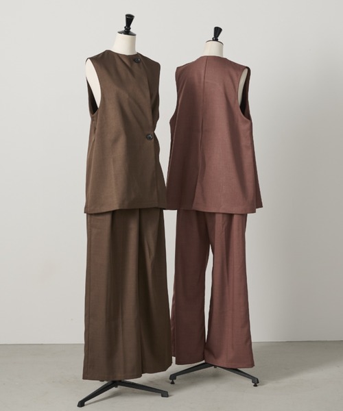 AIC.(エーアイシー)の「アシンメトリータックワイドパンツ(スラックス・レディース・ピンク/ブラウン/ブラック・SMALL/MEDIUM)」の12枚目の写真