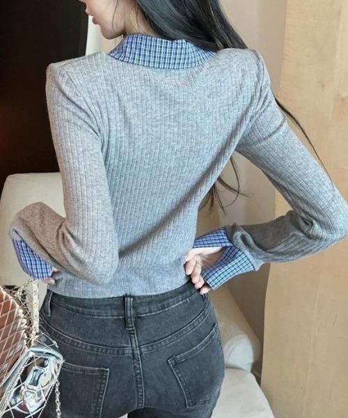 SHEENA(シーナ)の「チェックシャツドッキングギャザートップス(Tシャツ/カットソー・レディース・グレー/ブラック・M)」の15枚目の写真