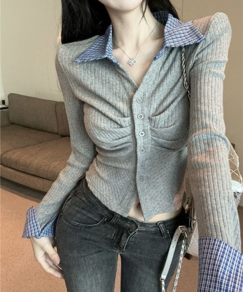 SHEENA(シーナ)の「チェックシャツドッキングギャザートップス(Tシャツ/カットソー・レディース・グレー/ブラック・M)」の19枚目の写真