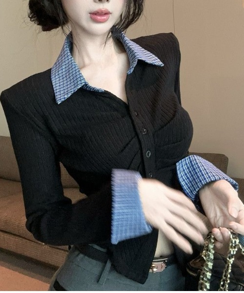 SHEENA(シーナ)の「チェックシャツドッキングギャザートップス(Tシャツ/カットソー・レディース・グレー/ブラック・M)」の3枚目の写真