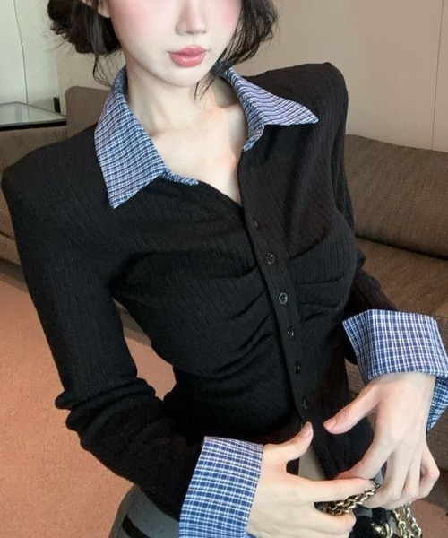 SHEENA(シーナ)の「チェックシャツドッキングギャザートップス(Tシャツ/カットソー・レディース・グレー/ブラック・M)」の22枚目の写真
