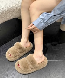 ファーサンダル 厚底 スリッパ