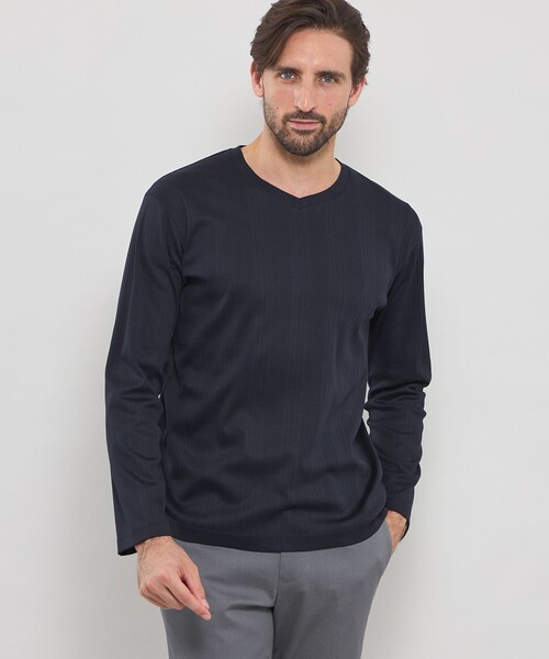 MACKINTOSH LONDON（マッキントッシュ ロンドン）の「針抜きVネックロングスリーブTシャツ（Tシャツ/カットソー・メンズ・ネイビー/グレー系その他・XL/L/M）」の2枚目の写真