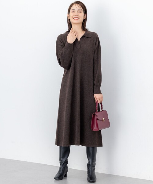 セール】スキッパーニット ワンピース（ワンピース）｜組曲