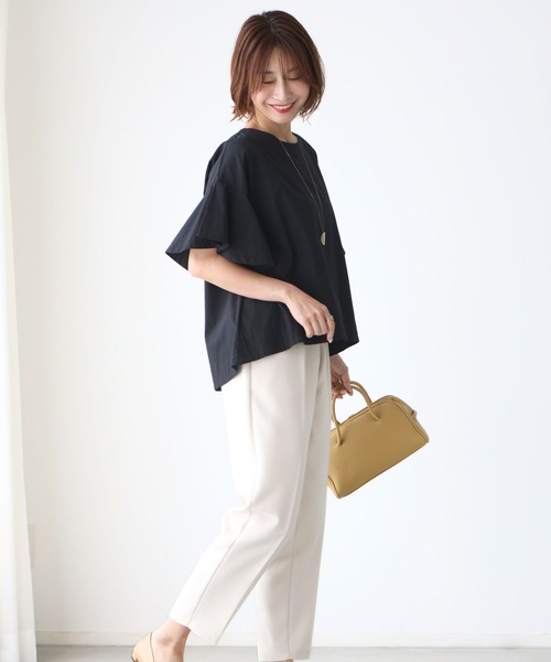 Ehre style(エーレスタイル)の「夏のコーデも 気楽にきちんと 揺れ袖トップス(シャツ/ブラウス・レディース・ブラック/グレー・FREE)」の16枚目の写真