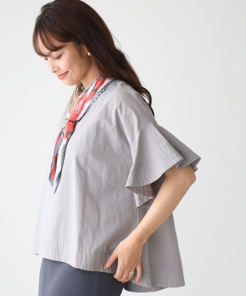 Ehre style(エーレスタイル)の「夏のコーデも 気楽にきちんと 揺れ袖トップス(シャツ/ブラウス・レディース・ブラック/グレー・FREE)」の21枚目の写真