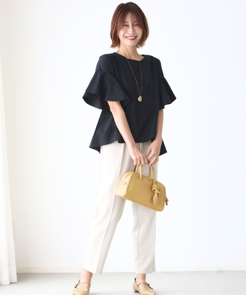 Ehre style(エーレスタイル)の「夏のコーデも 気楽にきちんと 揺れ袖トップス(シャツ/ブラウス・レディース・ブラック/グレー・FREE)」の22枚目の写真