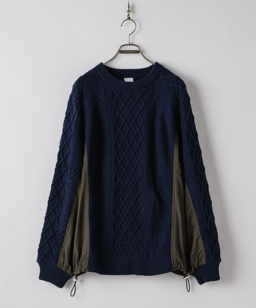 CASPER JOHN（キャスパージョン）の「Docking fisherman knit/ドッキングフィッシャーマンニット（ニット/セーター・メンズ・ブルー/ブラック・LARGE/MEDIUM/SMALL/X-SMALL）」の19枚目の写真