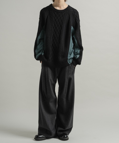 CASPER JOHN（キャスパージョン）の「Docking fisherman knit/ドッキングフィッシャーマンニット（ニット/セーター・メンズ・ブルー/ブラック・LARGE/MEDIUM/SMALL/X-SMALL）」の16枚目の写真