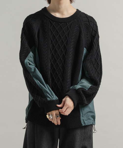 CASPER JOHN（キャスパージョン）の「Docking fisherman knit/ドッキングフィッシャーマンニット（ニット/セーター・メンズ・ブルー/ブラック・LARGE/MEDIUM/SMALL/X-SMALL）」の11枚目の写真