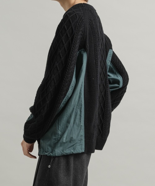 CASPER JOHN（キャスパージョン）の「Docking fisherman knit/ドッキングフィッシャーマンニット（ニット/セーター・メンズ・ブルー/ブラック・LARGE/MEDIUM/SMALL/X-SMALL）」の13枚目の写真