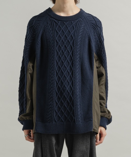 CASPER JOHN（キャスパージョン）の「Docking fisherman knit/ドッキングフィッシャーマンニット（ニット/セーター・メンズ・ブルー/ブラック・LARGE/MEDIUM/SMALL/X-SMALL）」の20枚目の写真
