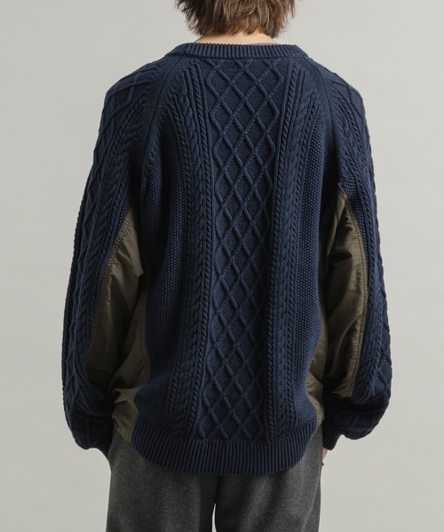 CASPER JOHN（キャスパージョン）の「Docking fisherman knit/ドッキングフィッシャーマンニット（ニット/セーター・メンズ・ブルー/ブラック・LARGE/MEDIUM/SMALL/X-SMALL）」の21枚目の写真