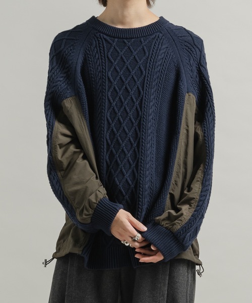 CASPER JOHN（キャスパージョン）の「Docking fisherman knit/ドッキングフィッシャーマンニット（ニット/セーター・メンズ・ブルー/ブラック・LARGE/MEDIUM/SMALL/X-SMALL）」の22枚目の写真