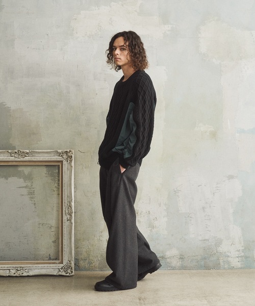 CASPER JOHN（キャスパージョン）の「Docking fisherman knit/ドッキングフィッシャーマンニット（ニット/セーター・メンズ・ブルー/ブラック・LARGE/MEDIUM/SMALL/X-SMALL）」の5枚目の写真