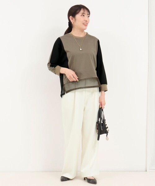 MICO COULIER（ミコクリエ）の「配色切替ドルマンプルオーバーカットソー（Tシャツ/カットソー・レディース・ブラック/ベージュ/カーキ・38）」の15枚目の写真