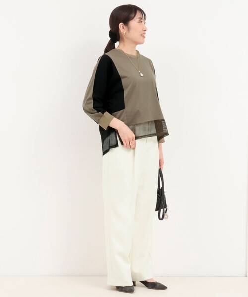 MICO COULIER（ミコクリエ）の「配色切替ドルマンプルオーバーカットソー（Tシャツ/カットソー・レディース・ブラック/ベージュ/カーキ・38）」の21枚目の写真