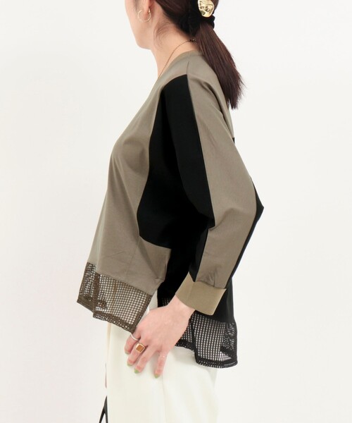 MICO COULIER（ミコクリエ）の「配色切替ドルマンプルオーバーカットソー（Tシャツ/カットソー・レディース・ブラック/ベージュ/カーキ・38）」の7枚目の写真