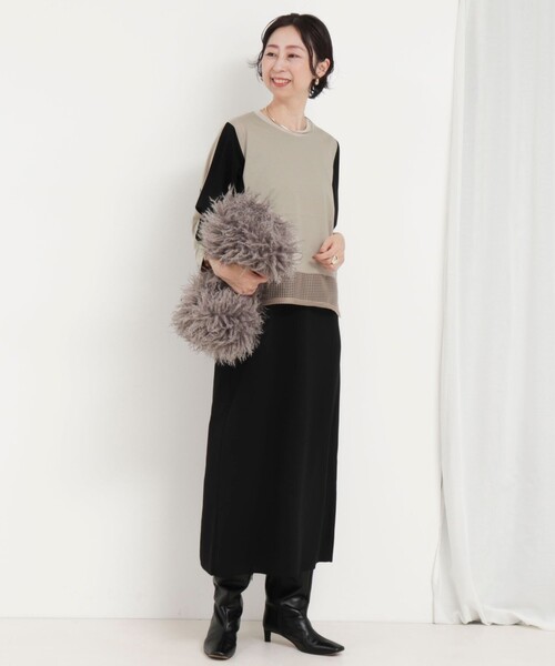 MICO COULIER（ミコクリエ）の「配色切替ドルマンプルオーバーカットソー（Tシャツ/カットソー・レディース・ブラック/ベージュ/カーキ・38）」の16枚目の写真