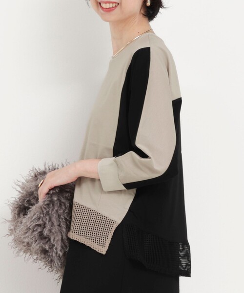 MICO COULIER（ミコクリエ）の「配色切替ドルマンプルオーバーカットソー（Tシャツ/カットソー・レディース・ブラック/ベージュ/カーキ・38）」の5枚目の写真