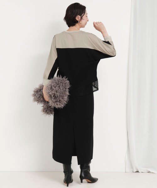 MICO COULIER（ミコクリエ）の「配色切替ドルマンプルオーバーカットソー（Tシャツ/カットソー・レディース・ブラック/ベージュ/カーキ・38）」の6枚目の写真