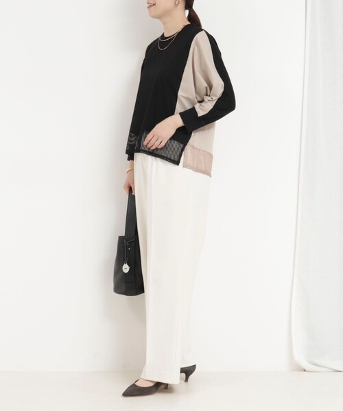 MICO COULIER（ミコクリエ）の「配色切替ドルマンプルオーバーカットソー（Tシャツ/カットソー・レディース・ブラック/ベージュ/カーキ・38）」の17枚目の写真