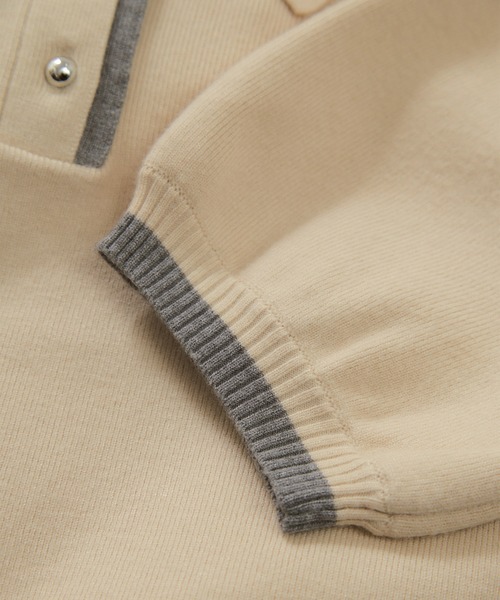 VIS（ビス）の「ダブルカラーポロトップス（ポロシャツ・レディース・チャコールグレー/キナリ/ブラウン・FREE）」の11枚目の写真