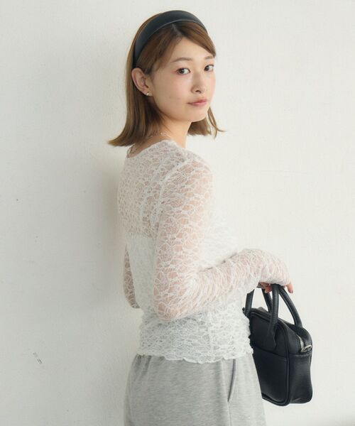 RETRO GIRL(レトロガール)の「レースシアーロンTEE(Tシャツ/カットソー・レディース・ホワイト/ブラック/ナチュラル・FREE)」の11枚目の写真