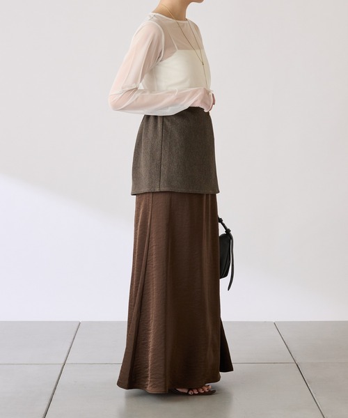 COLLAGE GALLARDAGALANTE（コラージュガリャルダガランテ）の「レイヤードサテンスカート/gemeilコラボ（スカート・レディース・ブラウン/ブラック・FREE）」の18枚目の写真