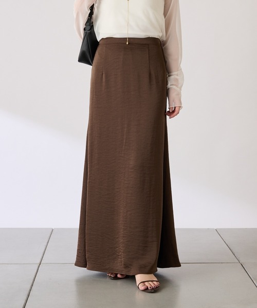 COLLAGE GALLARDAGALANTE（コラージュガリャルダガランテ）の「レイヤードサテンスカート/gemeilコラボ（スカート・レディース・ブラウン/ブラック・FREE）」の20枚目の写真