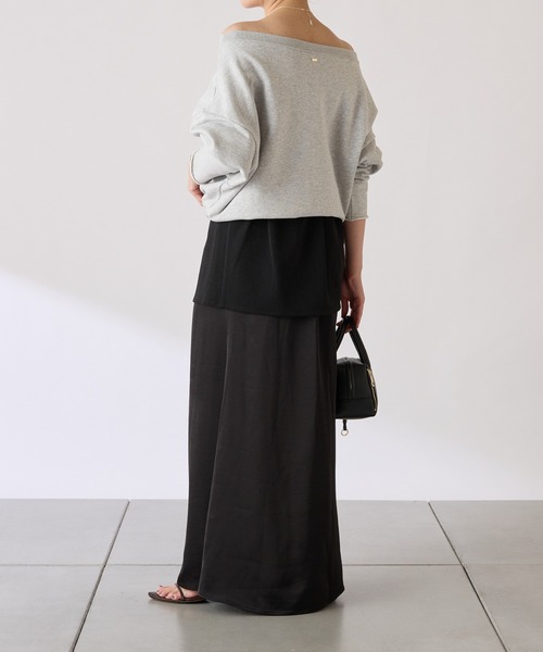 COLLAGE GALLARDAGALANTE（コラージュガリャルダガランテ）の「レイヤードサテンスカート/gemeilコラボ（スカート・レディース・ブラウン/ブラック・FREE）」の9枚目の写真