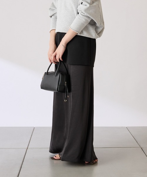 COLLAGE GALLARDAGALANTE（コラージュガリャルダガランテ）の「レイヤードサテンスカート/gemeilコラボ（スカート・レディース・ブラウン/ブラック・FREE）」の5枚目の写真