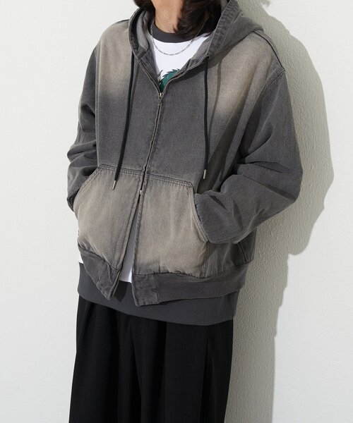 オーバーダイデニムジップパーカー（ブルゾン）｜CIAOPANIC（チャオ