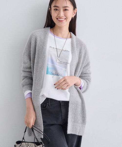 INDIVI（インディヴィ）の「【エアリー素材】ブークレ着流しニットカーディガン（カーディガン/ボレロ・レディース・ナチュラル/チャコールグレー/グレー・38/15 /13/05）」の17枚目の写真