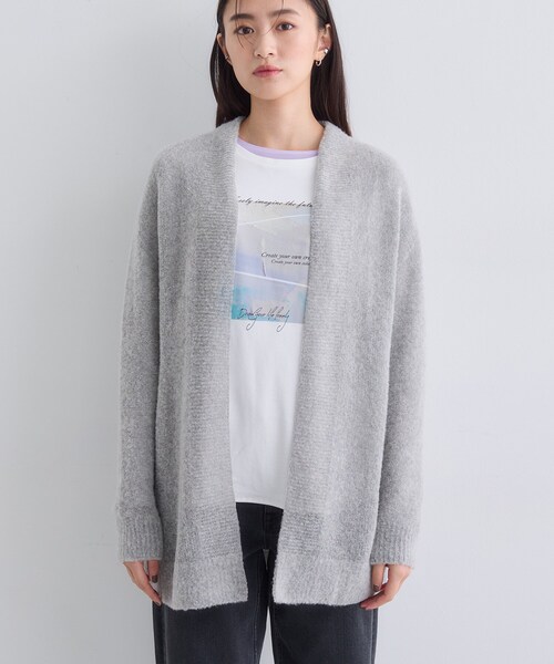 INDIVI（インディヴィ）の「【エアリー素材】ブークレ着流しニットカーディガン（カーディガン/ボレロ・レディース・ナチュラル/チャコールグレー/グレー・38/15 /13/05）」の14枚目の写真