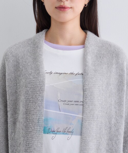 INDIVI（インディヴィ）の「【エアリー素材】ブークレ着流しニットカーディガン（カーディガン/ボレロ・レディース・ナチュラル/チャコールグレー/グレー・38/15 /13/05）」の6枚目の写真