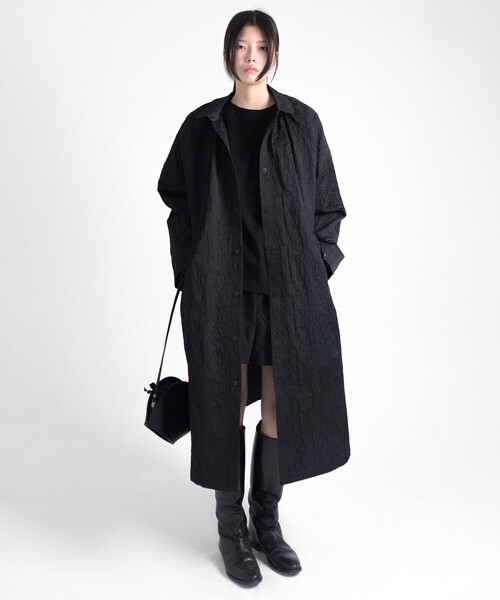 Bshop(ビショップ)の「eunoia | ジャガード ラウンドカラーロングコート WOMEN(その他アウター・レディース・クリーム/ブラック・ONE)」の3枚目の写真