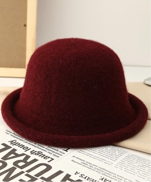 Burner（バーナー）の「【OKUOKU　0909】ウール混ふんわりクロッシェハット oku-bosi-37（ハット・レディース・チャコール/オレンジ/グリーン/レッド/キャメル/ブラック/ワイン/グレー・FREE）」の7枚目の写真